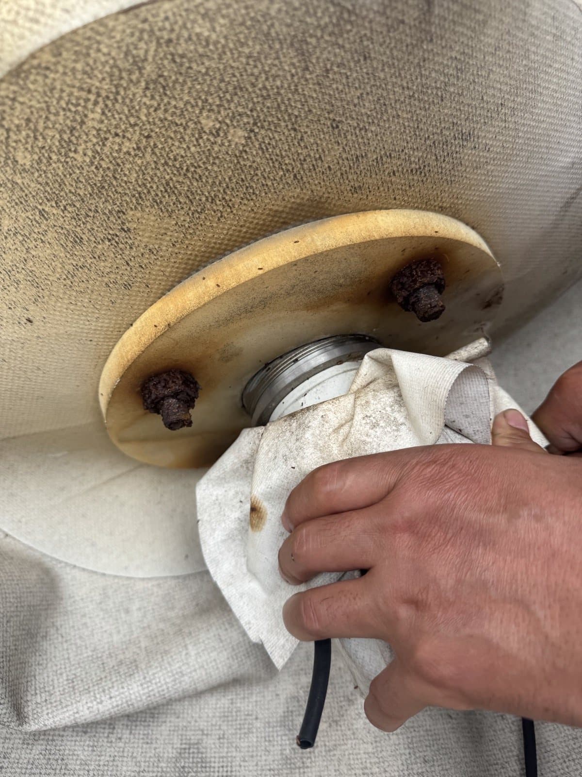 Level-sensor flange after removing its protective wrap